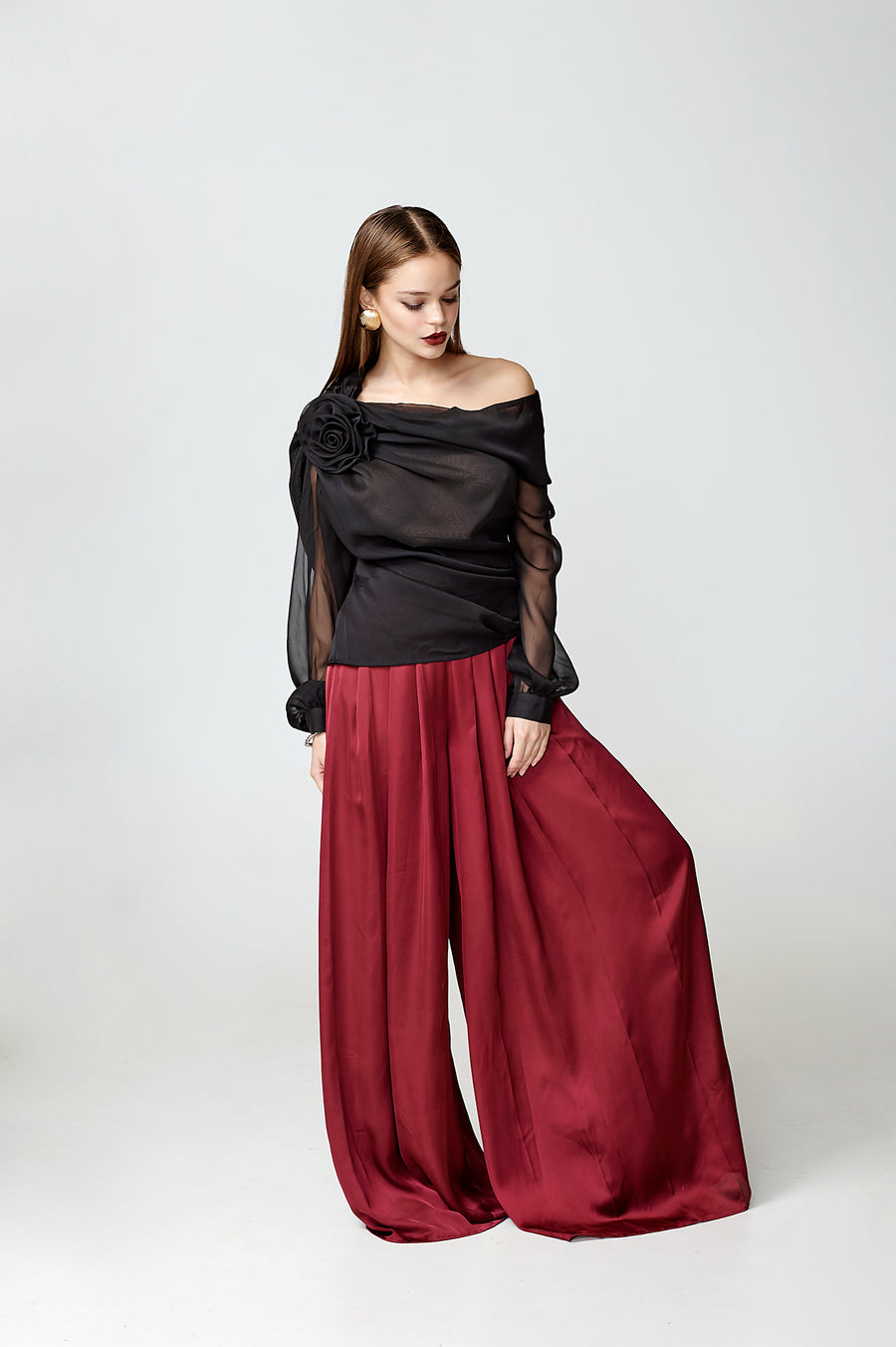 ANNA TROUSERS|Burgundy