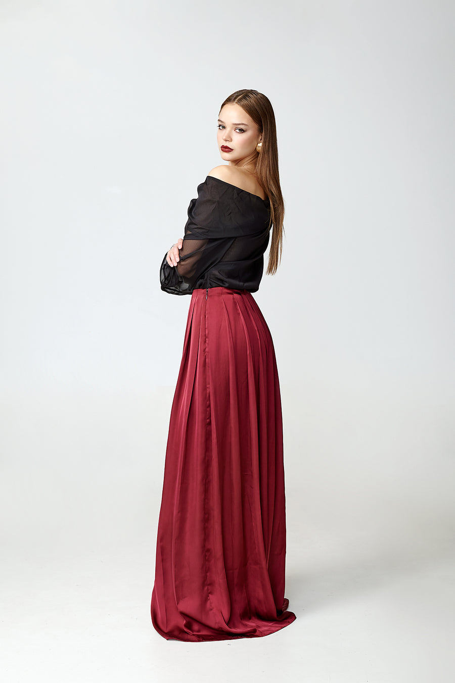 ANNA TROUSERS|Burgundy