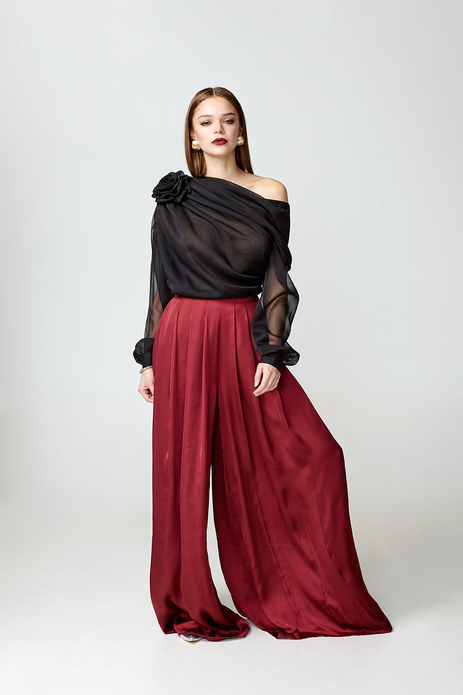 ANNA TROUSERS|Burgundy